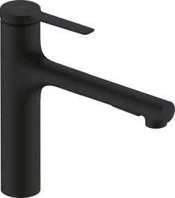 Baterie bucatarie cu dus extractibil negru mat Hansgrohe Zesis M33 160 sBox cu 2 jeturi