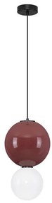 Pendul LED decorativ portelan bordeaux, sticla alb, NOESIS