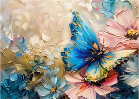 Tablou - Pictura de flori și fluturi (70x50 cm)
