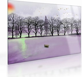 Tablou pe sticlă - Barcă pe lac (70x50 cm)