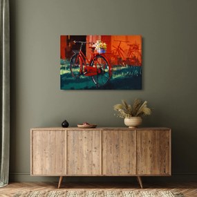 Tablou - Bicicleta roșie, pictură acrilică (90x60 cm)