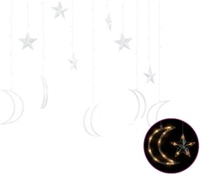 Lumini luna si stele, 138 LED-uri, alb cald, cu telecomanda 1, Alb cald, 138 led