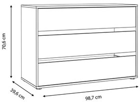 Comoda Pentru Interior Dulap Soprano, Gri, 98.7 x 70.6 x 39.6 Cm