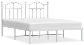 353489 vidaXL Cadru de pat metalic cu tăblie, alb, 140x200 cm