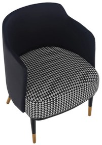 Fotoliu design, model alb-negru/ piele ecologică albastru închis, EMREN