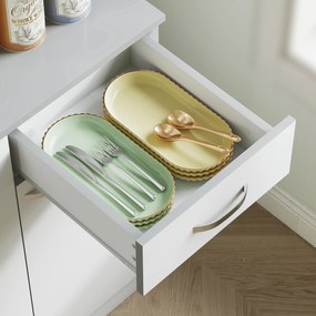 HOMCOM Bufet de bucătărie dulap de bucătărie contemporan depozitare multiplă 6 uși 1 sertar + blat mare | Aosom Romania