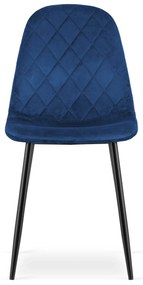 Scaun din catifea albastra cu picioare negre, ASTI