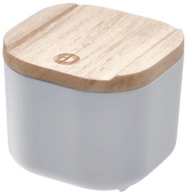 Cutie depozitare cu capac din lemn paulownia iDesign Eco, 9 x 9 cm, gri