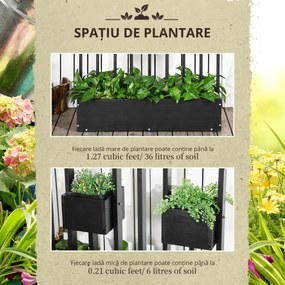 Outsunny Jardiniere inaltă cu grindă din lemn pentru plante, legume, flori sau ierburi aromatice, dim. 90L x 45L x 170H cm | Aosom Romania