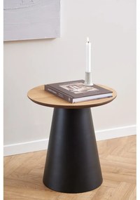 Măsuță de cafea neagră/în culoare naturală rotundă cu blat cu aspect de lemn de stejar ø 45 cm Soli – Actona