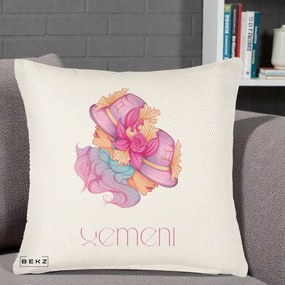 Perna Personalizata Zodie Gemeni, 40x40 cm, Crem Reliefat, Husa Detasabila, Perna Inclusa, BEKZ®