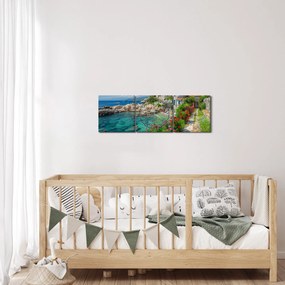 Tablou - Sat pitoresc de coastă (cu ceas) (90x30 cm)