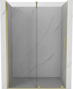 Mexen Velar uși de duș glisante 140 cm, transparente, aurii periate - 871-140-000-01-55