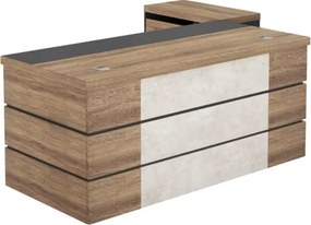 Birou managerial SMART HEATER dulap lateral mobil ,cadru melamina gri deschis cu lemn