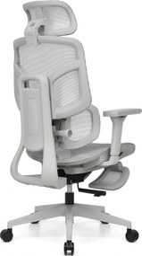 Scaun Ergonomic AirMesh Pro E399-H – Full Mesh, Suport Lombar Reglabil pe Înălțime, Cotiere 4D, Tetiera 3D, Reclinare Automată, Suport Picioare, Gri