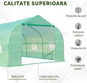 Outsunny Sera Gradina Verde Pentru Legume 6x3x2 | Aosom Romania