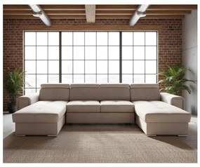 Colțar extensibil SALVADA, reversibil în formă de U, cu spațiu de depozitare, bej