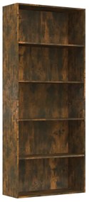 815402 vidaXL Bibliotecă 5 niveluri stejar fumuriu 80x30x189 cm lemn compozit