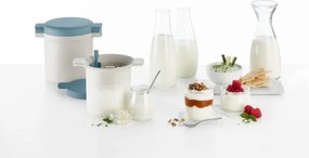 Set cupe preparare kefir si iaurt Lekue 1010155, 18,5 x 14,5 x 15,5 cm, +4°C / +90°C, Alb/Albastru