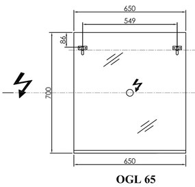 Oglinda cu polita, Kolpasan, pentru mobilier Lana, 65 cm, gri-deschis