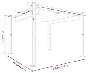 Pavilion de gradina, acoperis retractabil, antracit, 3x3 m Antracit, 3 x 3 x 2.2 m