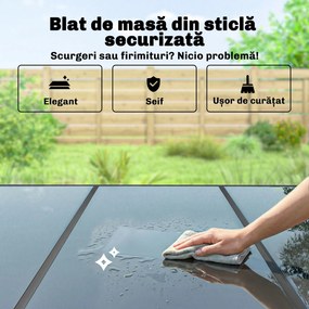 Outsunny Set de Masă 7 Piese: Masă Dreptunghiulară și 6 Scaune Suprapozabile pentru Grădină | Aosom Romania