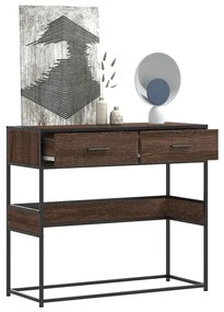 vidaXL Măsuță consolă, stejar maro, 90x35x80 cm, lemn prelucrat