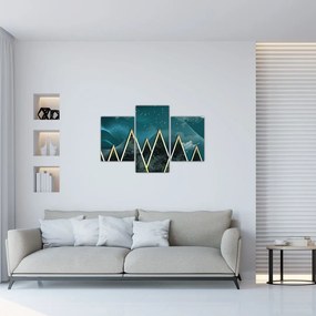 Tablou - Lună plină deasupra munțiilor aurii (90x60 cm)