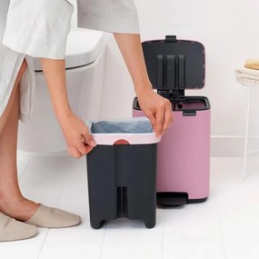 Cos de gunoi Brabantia Bo Pedal 1010445, 7 l, Inchidere lenta, Baza cauciucata, Roz