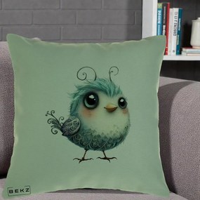 Perna Decorativa Pui Teal cu Aripioare Ornamentale, 40x40 cm, Verde, Husa Detasabila, Perna Inclusa, BEKZ®