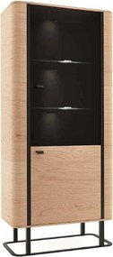 Vitrină lemn masiv natur Galen II Negru-, 90,6 × 40,2 × 2000 cm