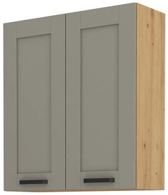 Dulap superior de bucătărie, două uși Lucid 80 G 90 2F (Stejar artisan + claygrey). 1045504