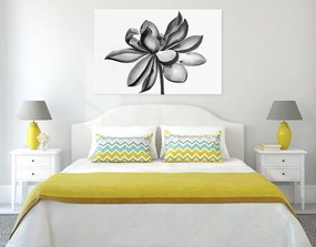 Tablou floare de lotus acuarele alb-negru