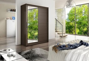 Supermobel Dulap dormitor cu uşi glisante WESTA VI cu oglindă, 150x200x58, ciocolată
