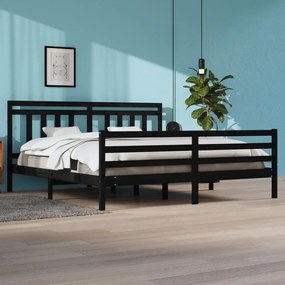 3105339 vidaXL Cadru de pat, negru, 200x200 cm, lemn masiv