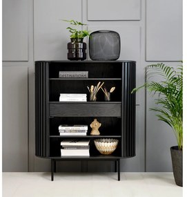 Dulap negru cu aspect de lemn de stejar 125x110 cm Siena – Unique Furniture