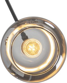 Lampa de podea neagră cu auriu cu sticlă fumurie cu 5 lumini - Zuzanna