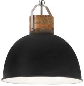 Lampa suspendata industriala, negru 51 cm lemn mango E27 rotund Negru, 51 cm