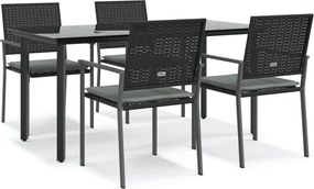 vidaXL Set mobilier de grădină cu perne, 5 piese, poliratan și oțel