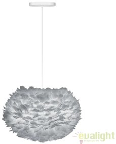 Abajur modern cu pene de gasca EOS gri deschis, 65cm