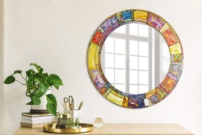 Oglinda rotunda imprimata Fereastră colorată cu vitralii