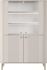 Vitrină Vesper 103 cm cu 4 uși - cașmir / picioare aurii