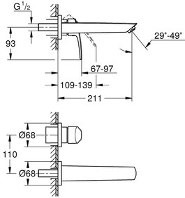 Baterie lavoar incastrata Grohe Eurosmart, marime M