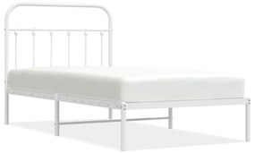 352621 vidaXL Cadru de pat metalic cu tăblie, alb, 100x190 cm