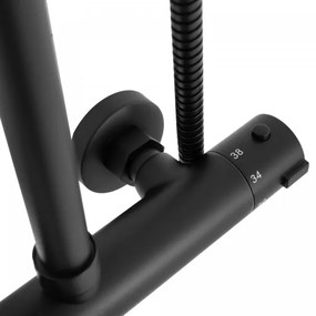 REA-P8804 - Set de duș BLISS cu baterie termostatică, negru mat