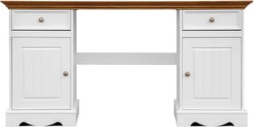Birou lemn masiv alb-natur Linea, 155 × 54 × 77 cm
