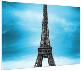 Tablou cu turnul Eiffel ți mașina albastră (70x50 cm), în 40 de alte dimensiuni noi