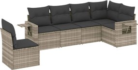 vidaXL Set canapele de grădină cu perne, 6 piese gri deschis poliratan