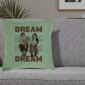 Perna Decorativa Dream Couple Aesthetic, 40x40 cm, Verde, Husa Detasabila, Perna Inclusa, BEKZ®