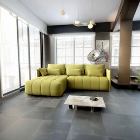 Colțar extensibil dumonde cu ladă de depozitare si sezut confortabil din spuma high-density, Malta Enjoy Green 235x185 cm